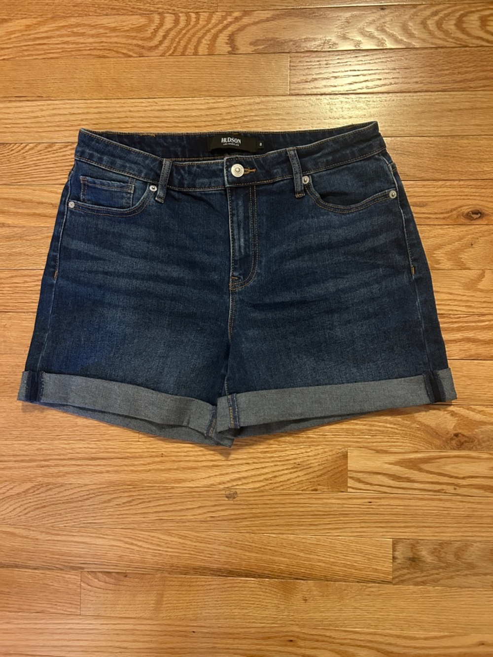 Hudson Jeans Dark Blue Cuffed Denim Shorts